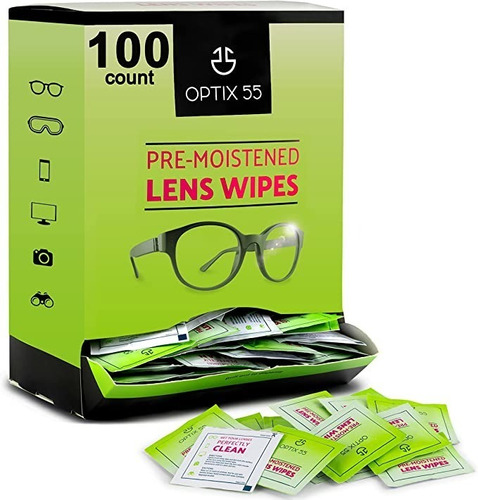 Eyeglass Cleaner Lens Wipes - 100 Pre-moistened Individual W