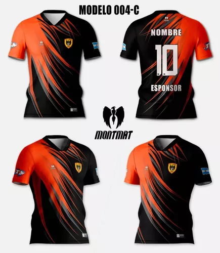 peligroso propiedad Absoluto Camisetas Futbol Remera Personalizada Naranja Negro Montmat