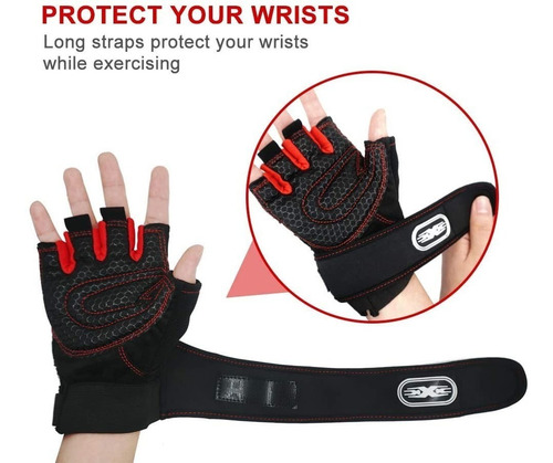Imagen 2 de 8 de Guantes Para Gimnasio Deportivos Con Muñequera Entrenamiento