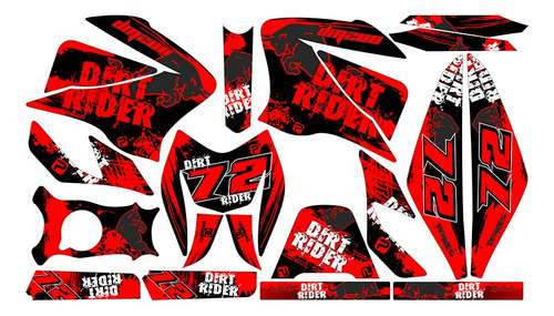 Kit De  Vinil Dm150 2014r Riders Rojo