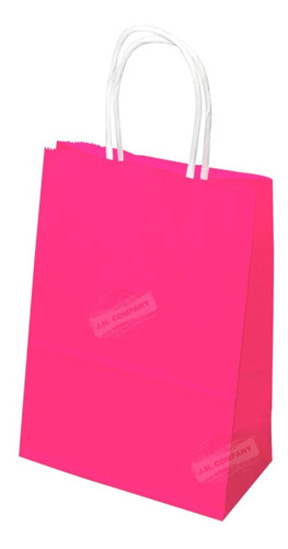 Set 6 Pcs Bolsa De Asa 22x16x7.5 Cm Papel Kraft N* Color Fucsia 11075