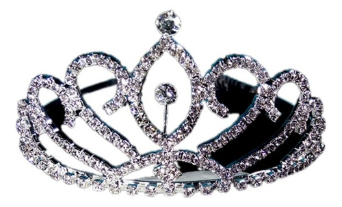 Coronita Tiara Metálica Con Strass Para Niña O Mujer Color Plateado 2