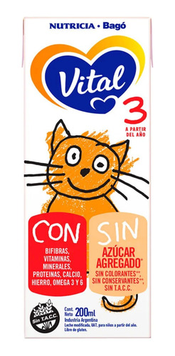 Leche de fórmula líquida Nutricia Bagó Vital 3 brick 200mL