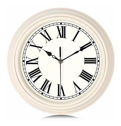 Lafocuse Reloj De Pared Blanco Marfil Tradicional Clásico Nú