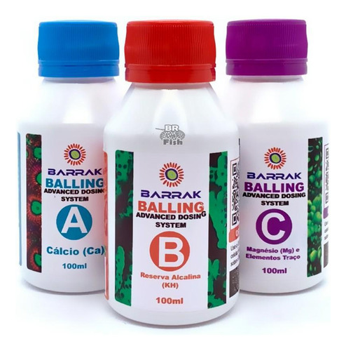 Kit Barrak Balling Nano 100ml Ca Mg Kh Aquario Marinho