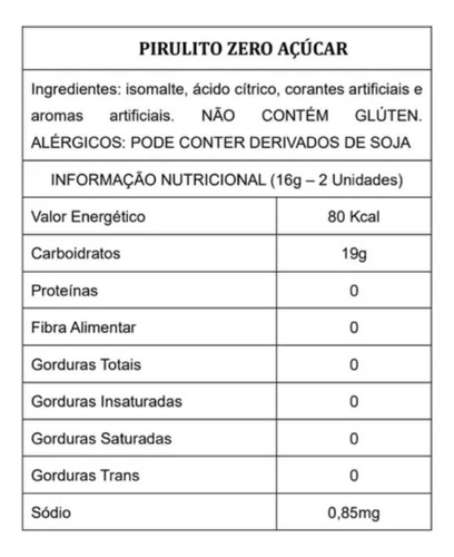 Pirulito Zero Açúcar Sabor Limão Doce Vida 6 Unidades