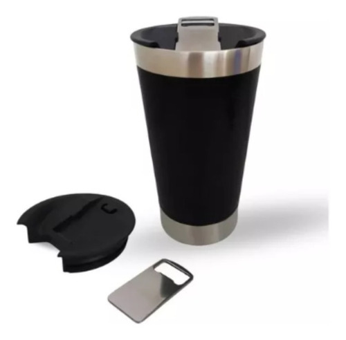 Copo Térmico Inox Quente E Gelado Com Tampa E Abridor Preto