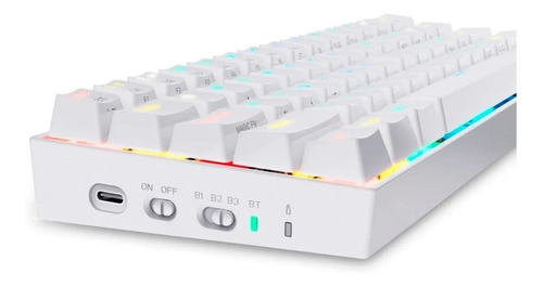 Imagen 5 de 5 de Teclado gamer bluetooth Redragon Draconic K530 QWERTY Outemu Brown inglés US color blanco con luz RGB