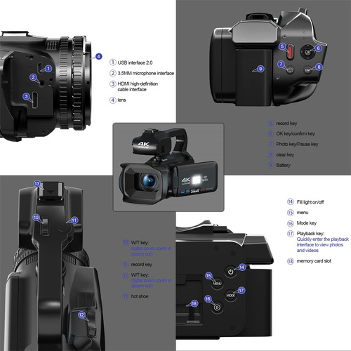 Cámara De Vídeo 4k De 64mp, Videocámara Para Youtube,