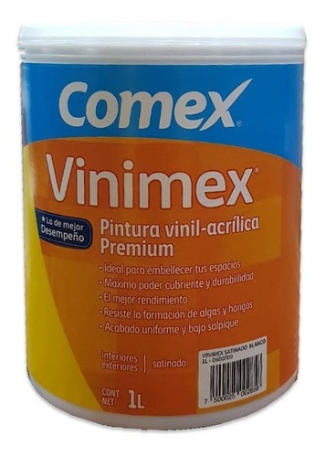 Imagen 1 de 1 de Pintura Blanca Vinilica Para Interior Y Exterior (1lt)