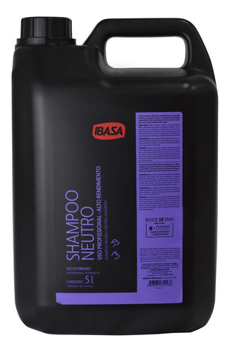 Shampoo Neutro Ibasa 5l Fragrância Suave Tom De Pelagem Recomendado Todas As Pelagens