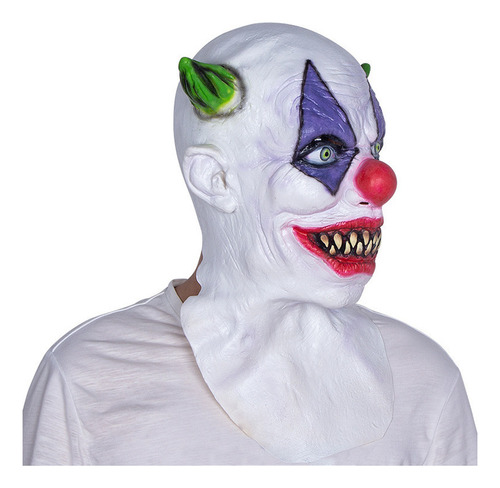 Máscara De Terror Payaso Cuernos Verdes Divertida Halloween