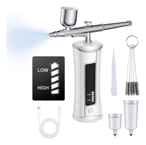 Mini Aerógrafo Recarregável Kit Portátil 1200mah Para Cuidados Faciais E Multiuso Sérum Facial Atomização Blanco