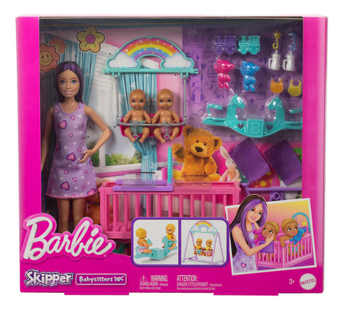 Barbie Skipper Set Cuidado Gemelos Playset