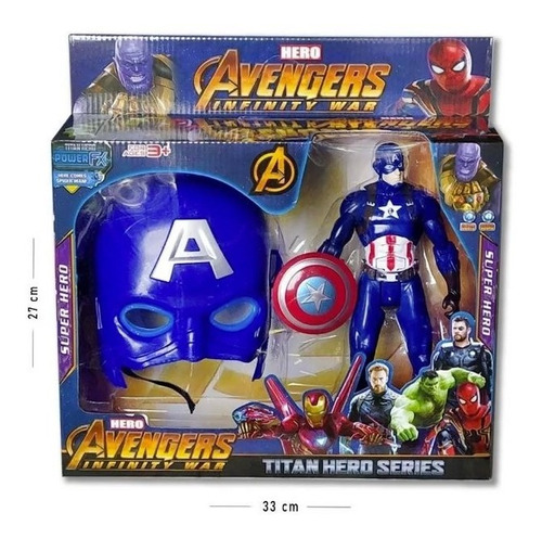 Figura Muñeco Articulado Con Sonido 27cm Avengers + Máscara 