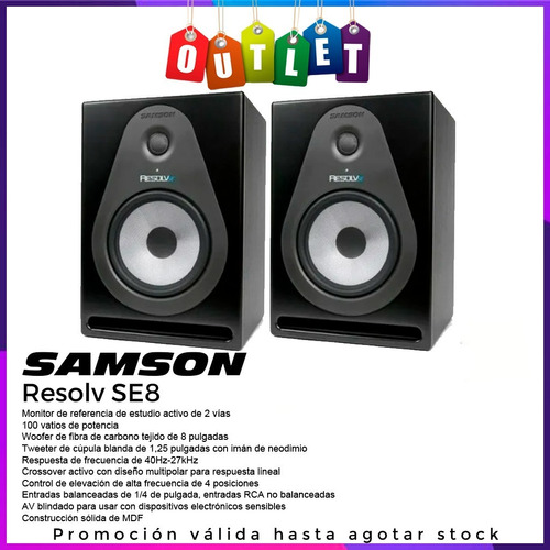 Par Monitor Estudio Activo Samson Resolv Se8 100w Outlet Tm (Reacondicionado)