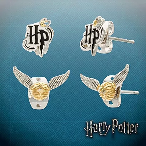 Harry Potter Pendientes Hogwarts Crest (bañado en plata)