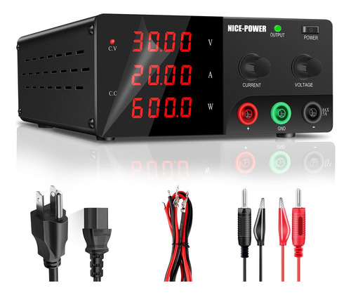 Nice-Power® 30v/20a Fuente De Alimentación Regulada Laboratorio 600w,fuente De Alimentación De Carga De Alta Potencia