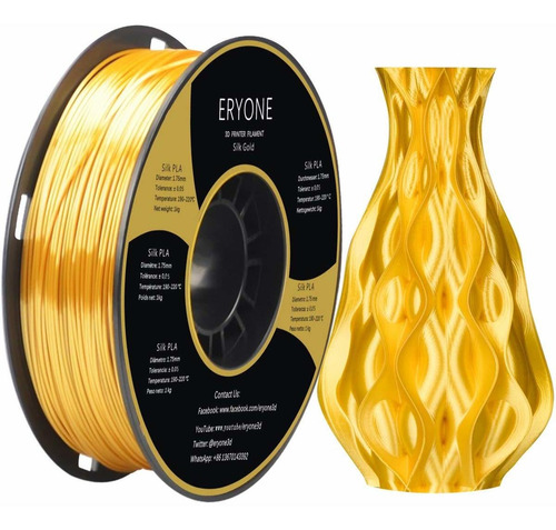 Filamento Eryone Silk Pla De 1,75 Mm Para Impresora 3d, 1 Kg