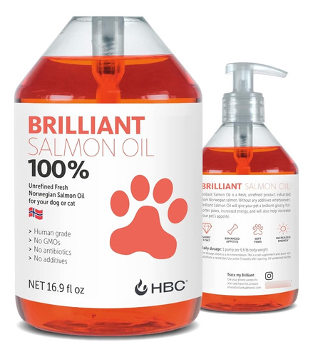 Aceite De Salmón Brillante Para Perros, Gatos Y Cachorros | 