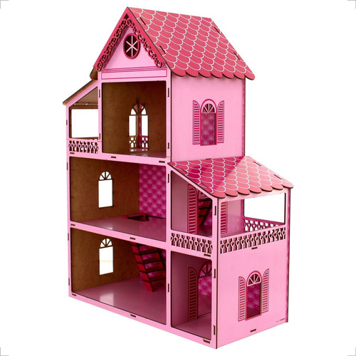Casinha De Boneca Adesivo + 36 Móveis Montados - MDF Criativa