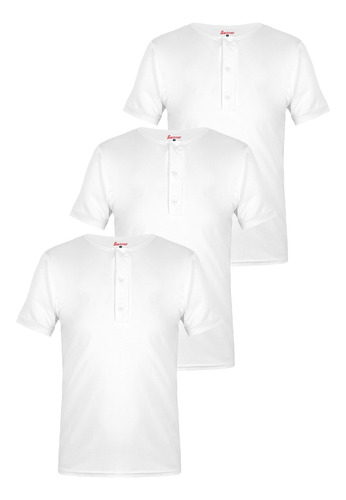 Combo X3 Camisetas Hombre Cuello 3 Botones Manga Corta