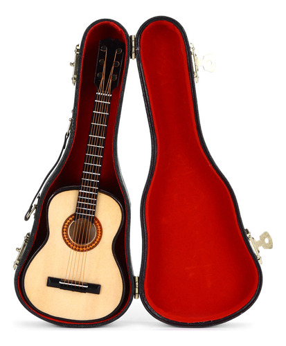 Modelo De Guitarra Clásica De Madera En Miniatura Con Soport