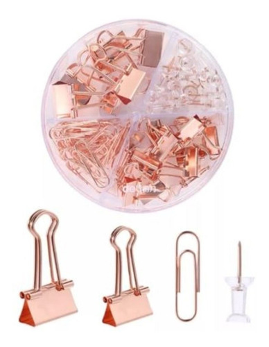 Set De Clips, Ganchos Y Tachas Rose Gold