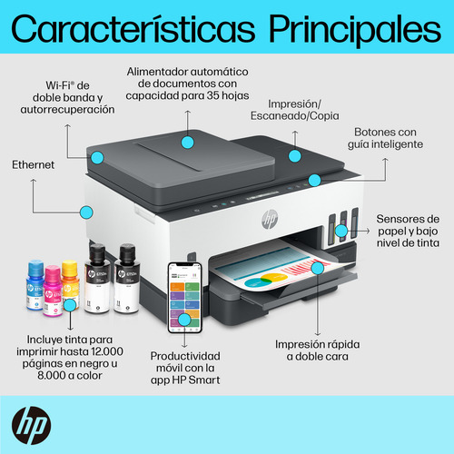 Impresora Multifunción A Color Hp Smart Tank 750 Tinta Continua Con Wifi
