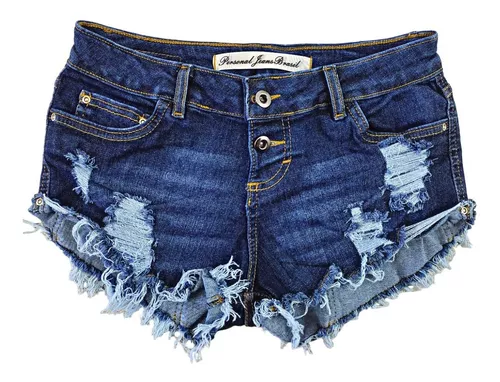 Short Jeans Feminino Cintura Alta Desfiado Curto Rasgado