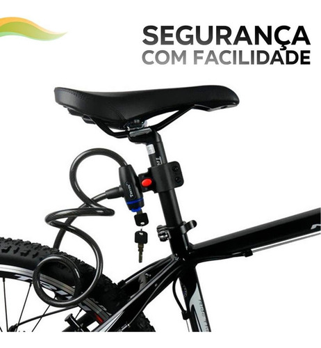 Trava Segurança Cadeado Para Bicicleta Com Suporte P/ Chave