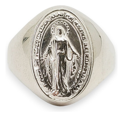 Anillo Plata Virgen Milagrosa Ovalado Tipo Sello