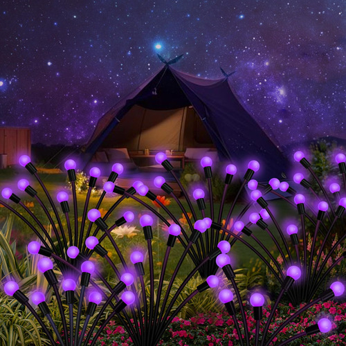 Luces Solares De Jardin Al Aire Libre 20 Luces Led 2 Piezas Purpura