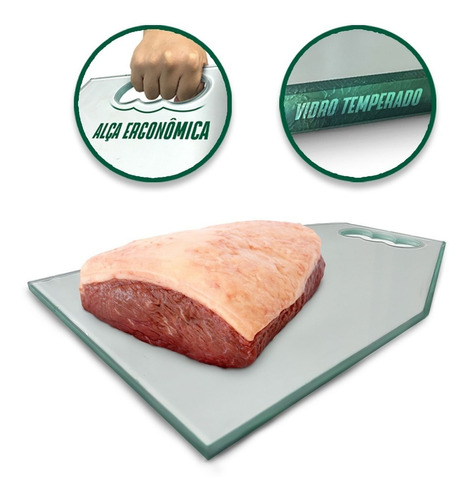 Tabua De Vidro P/ Carnes Temperado Resistente A Queda 8mm Cor Branco TABUA DE CORTE