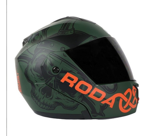 Casco Roda Revenge Verde/naranja Mate Vikingo Abatible Svs