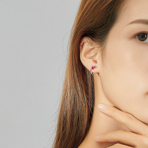 V Pendientes Koi Rojos De Plata De Ley 925 Con Orejas De