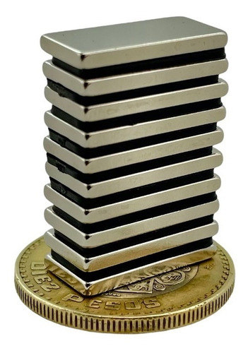 Iman De Neodimio 20mm X 10mm X 2mm N35 12000 Gauss 10 Piezas
