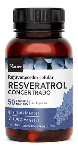 Cápsulas De Resveratrol Rejuvenecedor Nat X 50 Cap - Natier