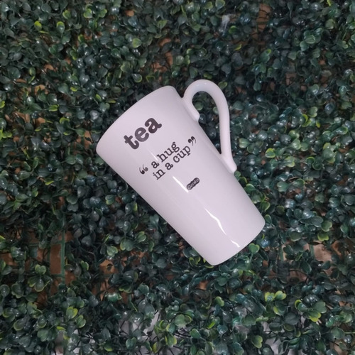 Taza Cónica Cerámica Con Frases Coffe Tea 430ml Tea