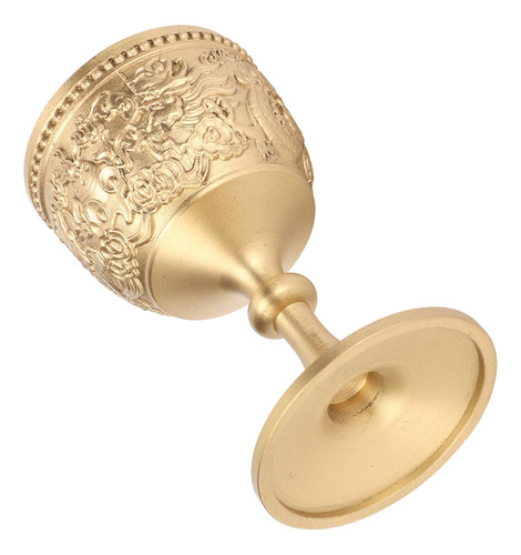 Copa De Vino En Forma De Cáliz Dorado, Estilo Retro En Relie