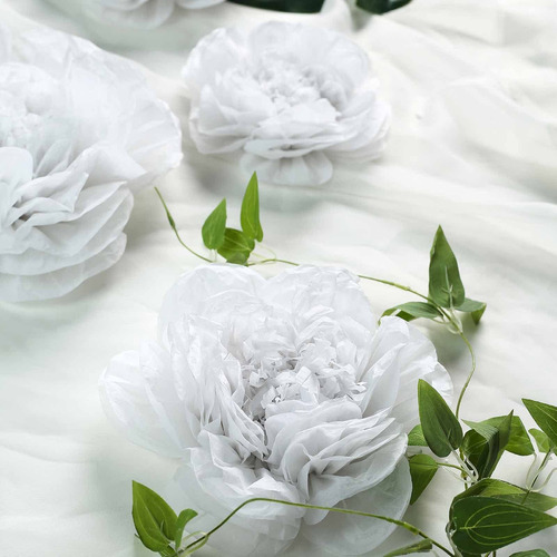 6 Flor Peonia Papel Blanca Tamaño Surtido 7  9  11 