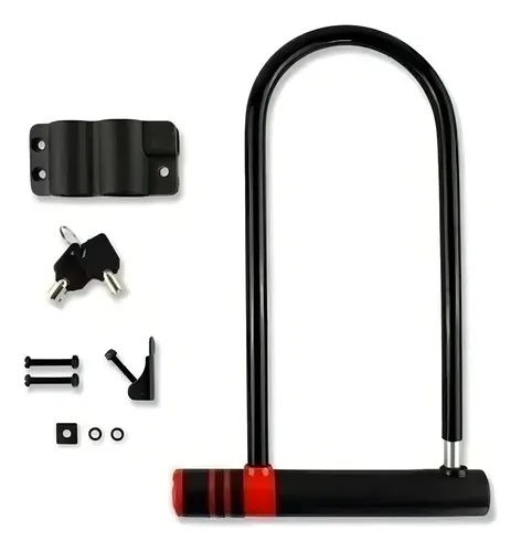 Candado U-lock para Bicicleta 2 Llaves Antirrobo Negro