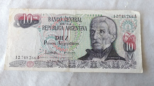 Billete 10 Pesos Argentinos Sin Circular Muy Bueno #14