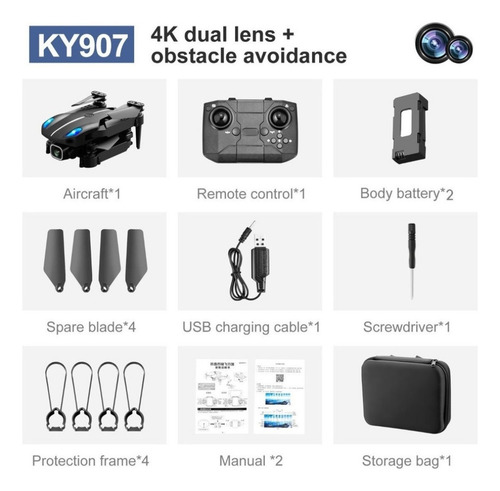 Drone 4k Cámara Dual Ky907 De Larga Duración Con Batería
