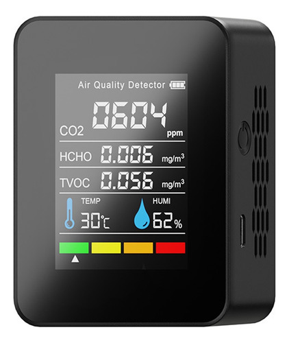 5 En 1 Detector De Co2 Monitor De Aire Lcd Con Luz