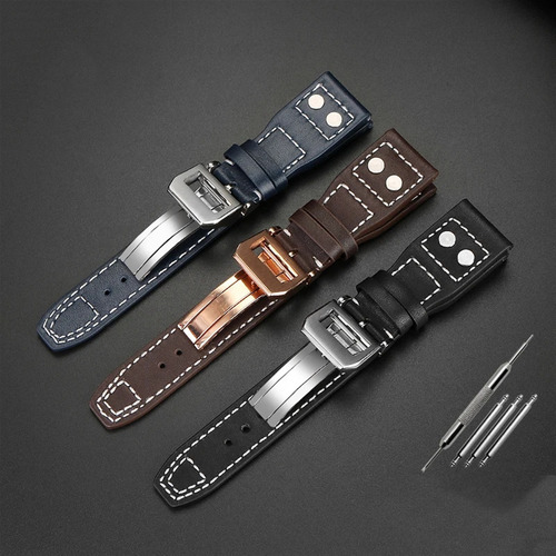 Pulseira De Relógio De Couro Genuíno De 21mm 22mm Para Iwc