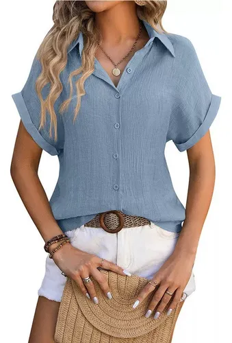 Camisa De Manga Corta Para Mujer, Formal E Informal