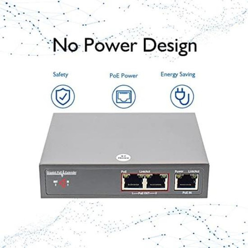 Extensor Gigabit Poe 1 En 2 Puertos Funciona Con Conmutador