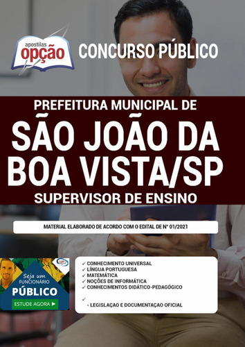 Apostila Concurso São João Da Boa Vista Supervisor De Ensino