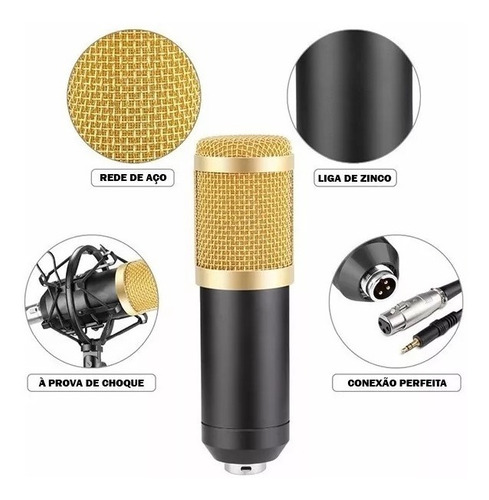 Imagem 3 de 7 de Microfone Estúdio Profissional Condensador Andowl Bm-800 T41